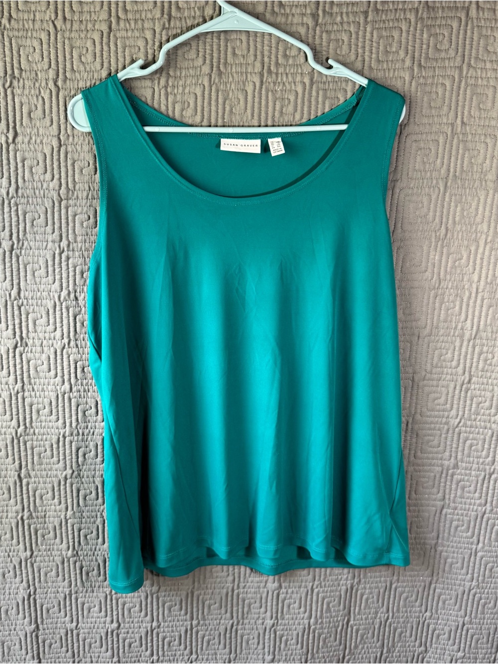 Susan Graver Blouse Women’s 1x Green Solid Sleeveless